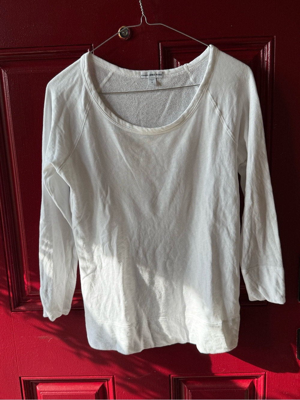 Standard James Perse White Scoop Neck Long Sleeve shirt size 0
